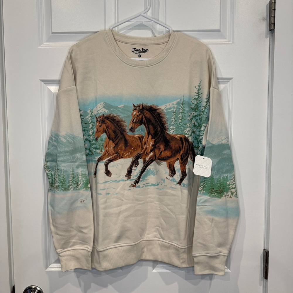 Altar’d State Junk Food Vintage-Inspired Horse Graphic Sweatshirt Size Small - Picture 2 of 4